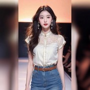 Ocnltiy｜性感优雅~新中式国风上衣2024夏季显瘦少女短袖t恤