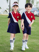 小学生酒红套装三件套幼儿园园服春秋装夏季运动服学院风儿童班服