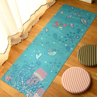 定制款 天然橡胶瑜伽垫 干湿双防滑健身毯家用chao细纤维花卉面k