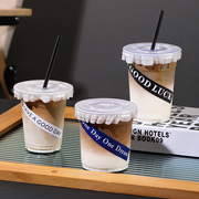 咖啡奶茶杯子一次性pet冷饮杯，塑料透明饮品，饮料打包水杯带盖商用
