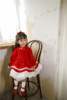 女童红色连衣裙中国风加厚加绒长袖过年拜年立领公主风洋气礼服裙