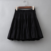 黑色短裙韩系减龄a字半身裙，夏季天丝棉百褶裙子高腰显瘦蓬蓬伞裙