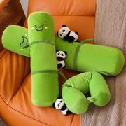 熊猫抱枕靠垫长条竹筒床上女生，睡觉夹腿毛绒玩具大小竹子公仔玩偶