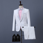 白色送韩版西服西装三件套新郎领结职业修身套装伴郎礼服男士