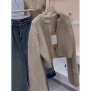 灰色奶fufu的马海毛，毛衣外套女装，2023秋冬高级感短款针织开衫
