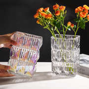轻奢高档透明彩色玻璃，花瓶网红鲜花璀璨水晶插花瓶，餐桌客厅摆件