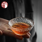 日式手工锤目纹玻璃初雪小茶杯中雪品茗杯耐热水晶茶具主人杯建盏