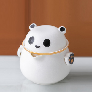 熊猫小茶壶泡茶家用陶瓷茶壶单壶一人用手抓壶快客杯旅行茶具套装