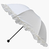 11v4米白色三折太阳伞荷叶，边蕾丝遮阳晴雨伞超大纯色小清新洋