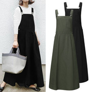 2023 Women's Pure Color Casual Long Sling Skirt大码女背带裙