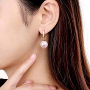 珍珠皇后 11-12mm淡水珍珠耳饰女耳环S925银大直径时尚款