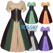 中世纪复古欧美女士礼服，哥特式收腰大摆裙蒸汽，朋克连衣裙cos服装