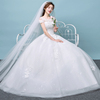 主婚纱礼服2023夏季新娘韩式一字肩结婚赫本森系大码孕妇婚纱