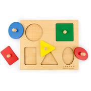 蒙台梭利婴幼儿早教教具拼图蒙氏几何图形嵌板木制形状手抓板玩具