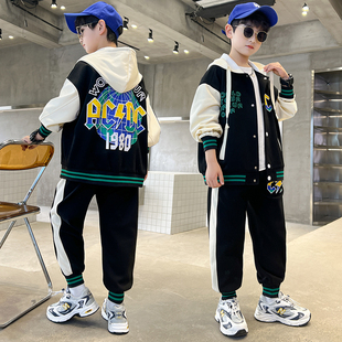 儿童装男童秋装套装2022中大童男孩洋气时髦棒球服酷帅运动潮