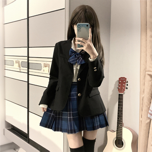 jk制服裙套装正版原创西服西装外套女秋冬季学生学院风裙子三件套