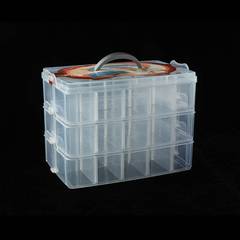 多功能可拆大号三层手提塑料箱化妆首饰盒玩具袜子整理透明收纳盒