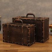 老式手提箱木箱储物箱收纳箱复古摆件道具箱子仿古旧皮箱大行李箱