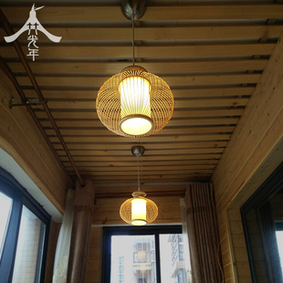 新中式餐厅小吊灯单头创意，个性玄关灯楼梯过道走廊日式榻榻米竹灯