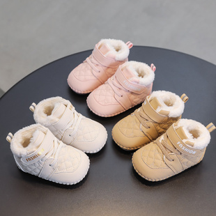 冬季一岁男女宝宝棉鞋加厚软底学步鞋婴儿鞋子加绒6一12个月防滑9