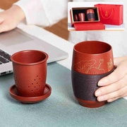 爆尊壶茶杯紫砂杯旅行便携快客杯茶水，分离三件套茶具水杯过滤带品