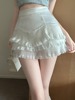 显瘦高腰a字裙子雪纺蕾丝花边蛋糕裙白色半身裙女夏季小个子短裙