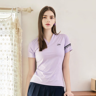 2023春夏VITRO韩国羽毛球服短袖女款紫色时尚速干运动T恤上装
