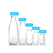 鲜奶瓶牛奶瓶玻璃带盖酸奶瓶，奶吧专用羊，奶瓶250ml500ml饮料分装瓶