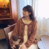 森系复古手工花朵，绣花针织开衫毛衣绑带蝴蝶结，少女减龄秋冬外套