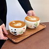 可爱熊猫陶瓷手握杯，咖啡杯拉花杯高颜值家用茶杯奶油色复古杯子