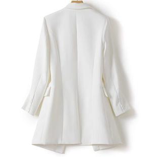 JOLIMENT白色西装外套秋季修身收腰中长款一粒扣女士职业西服