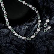 韩式婚礼奢华珍珠项链耳环套装满钻AAA锆石宴会精美配饰新娘