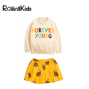 minirodini儿童套头圆领长袖，毛衫搭配女童，黄色短裙丨rollingkids