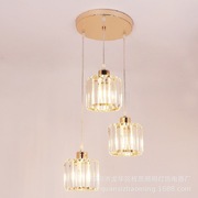 供应现代美式三头水晶吊灯创意时尚餐厅卧室金色吊灯出口餐吊灯