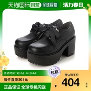 日本直邮yosuke女士厚底休闲鞋黑色粗高跟浅口蝴蝶结厚底鞋