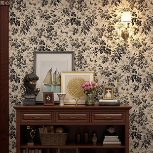 美式复古花卉衣柜贴纸自粘墙纸卧室柜子家具翻新贴法式壁纸墙贴纸