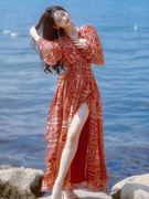 海边度假连衣裙设计感三亚旅游穿搭女装拍照沙滩裙长裙子飘逸超仙