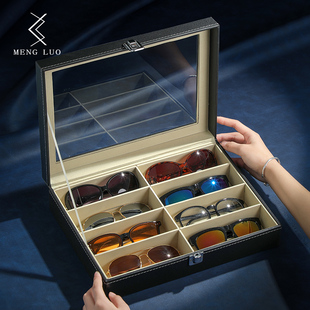 高档pu皮眼镜盒大容量太阳镜，男墨镜女近视眼镜收纳盒首饰展示盒子