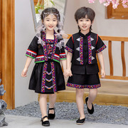 哈尼族舞蹈演出服儿童，汉服民族风傣族苗族，服饰幼儿园六一表演服