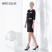 白领女装黑白点圆领七分袖后拉链连衣裙TD22-301