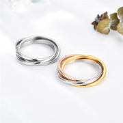 品戒指情侣指环创意几何钛钢，跨境欧美不锈钢，戒指三生三世手饰