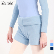 Sansha三沙芭蕾舞蹈服装女显瘦练功短毛裤成人紧身保暖短裤L0656A