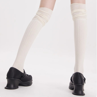 留洋美学丨白色高筒过膝堆堆，袜长筒袜长靴，袜子女春秋季护膝大腿袜