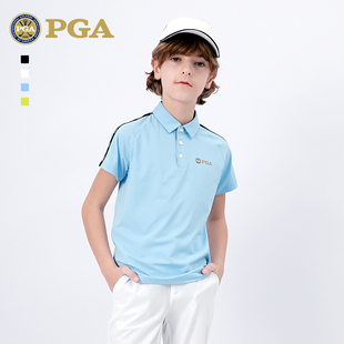 美国PGA儿童高尔夫衣服新男童短袖T恤春夏季上衣青少年运动服装