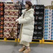 白色连帽加厚保暖棉衣棉服女中长款2023年冬季休闲显瘦面包服