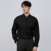 春款男士休闲立领长袖衬衫加肥加大码，商务设计感黑色衬衫高级感