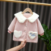 女宝宝冬装外套0-1-2-3岁4女童，毛毛衣(毛毛衣)婴儿，衣服秋冬季加厚洋气公主