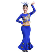 高档儿童傣族舞蹈服装女童孔雀表演服幼儿少儿民族长袖傣族演