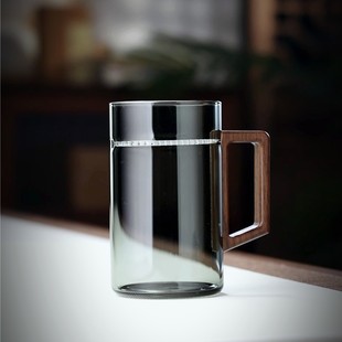 全度月牙泡茶杯高硼硅耐高温玻璃带把手，大容量过滤红茶绿茶办公杯