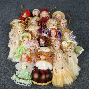迷你欧美古董陶瓷娃娃，全身陶瓷娃娃摆件，手工制作多款多色9.5cm